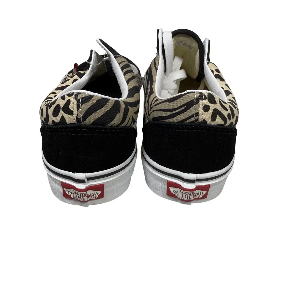 Vans Old Skool Animal Print Mix Black Leopard Zebra Low‎ Top Sneakers Womens 7.5